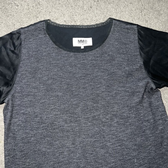 Maison Martin Margiela Paris Tops - MM6 Maison Margiela Silk‎ Blend Short Sleeve Grey Black Contrast Archive S